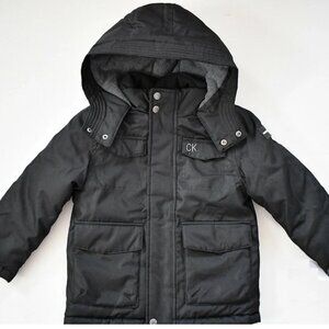 CALVIN KLEIN JEANS KIDS Black HOODED PARKA PUFFER Jacket Size 8